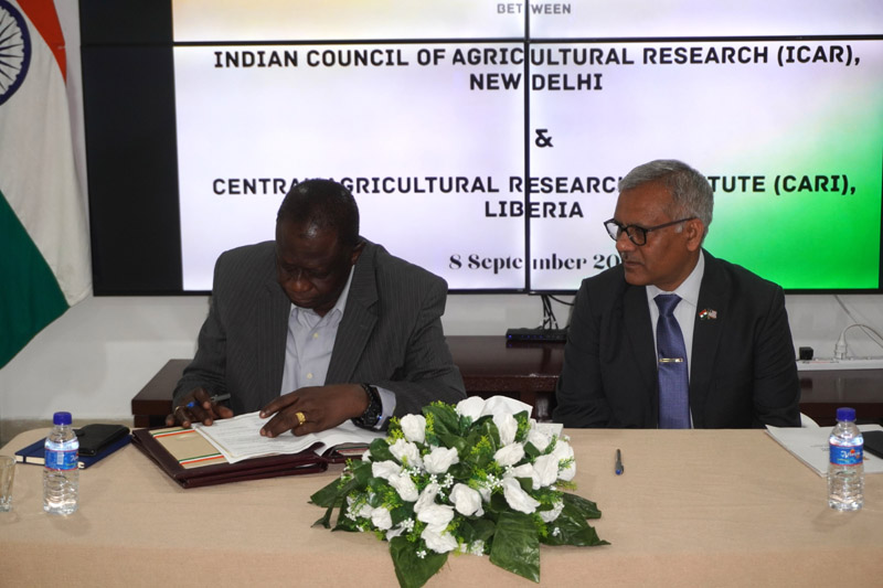 Signing of the MoU between Indian Council of Agricultural Research (ICAR), New Delhi and the Central Agricultural Research Institute (CARI), Liberia on Cooperation in Agricultural Research and Education - 08 September 2026